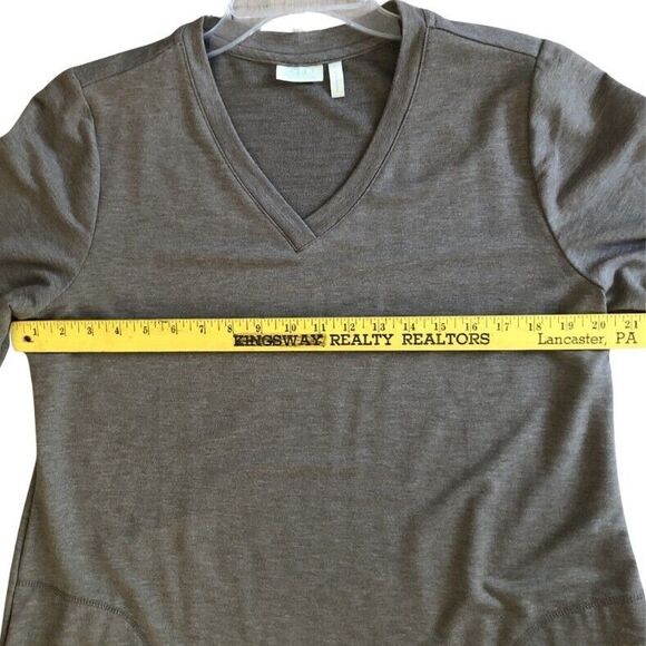 LOGO by Lori Goldstein Tunic Top  Womens L Assymetrical Hem Pockets Lagenlook - Picture 10 of 13